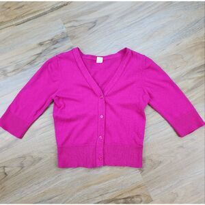 🩵Old Navy Pink Vneck Button Crop 3/4 Sleeve Sweater Youth Medium